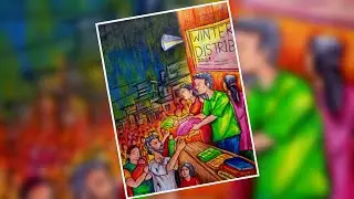 Topic : Winter Cloth Distribution drawing | subjective drawing in oil pastel competition drawing