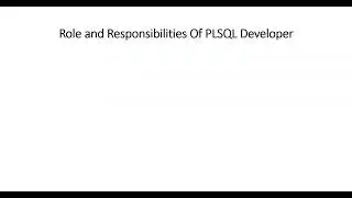 PLSQL Developer Role and Responsibilty