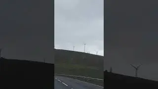 Wind turbines Shetland islands Scotland view from rental car 12 Oct 2023