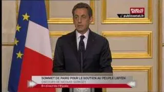 Sarkozy annonce le d&eacute;but de la guerre en Libye contre Kadhafi (19 mars 2011)