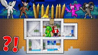 JJ and Mikey BUILT a SECRET BASE To Hide From Animals in Minecraft - Maizen