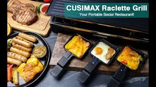 Cusimax 1500W Indoor Portable 2 In 1 BBQ Electric Raclette Grill