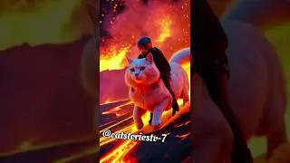Unbelievable Ride Through Fire &mdash; Man & Giant Cat Surf Lava Like Legends! 🌋🔥 | Epic Cinematic Moment