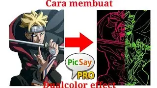 Cara edit foto line art blue & pink dengan picsay pro