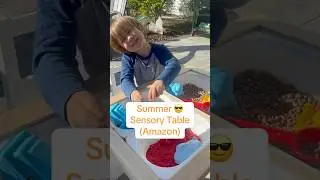 The perfect outdoor busy table for the summer! #sensoryplay #outdoorplay #outdoorkids #sensory