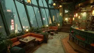 Уютная атмосфера лоу-фай кафе для ночной учебы и отдыха ~ Ночные лоу-фай биты