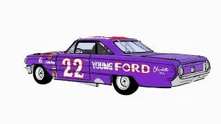 FORD GALAXIE 1964 NASCAR FIREBALL ROBERTS 3D BLENDER GREASE PENCIL 360&deg;