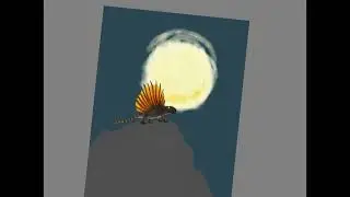Dimetrodon grandis standing under the moonlight WIP speedpaint 