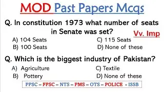 Ministry of Defence (MOD) Most Important MCQs from Past Papers | mod si,ldc,udc & naib qasid etc..