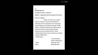 A Sample Application Letter to Apply for Advance against Salary #