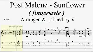 Post Malone - Sunflower ( Fingerstyle Guitar Tab )