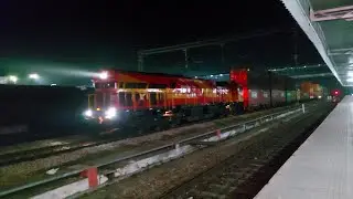 [4K] India's Strongest Diesel Loco WDG 6G with Double Stack Load !!