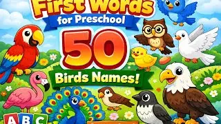 First Words for Preschool 🐦 | 50 Birds Names for Pre-K Kids | Learn Bird Names | ABC Cartoon Land
