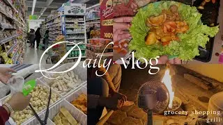 daily vlog | grocery shopping & grill 🛒