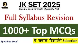 Most Expected MCQs for JKSET Paper 1 | Full Syllabus Revision for JKSET Paper 1 2025 Preparation