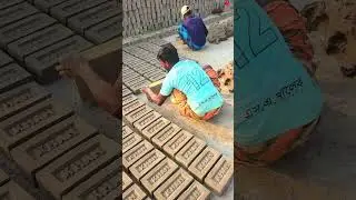 High-quality manual brick making in a row for sundry 