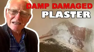 Damp stains on bedroom plaster and simple DIY decorating solution to renovate the affected walls.