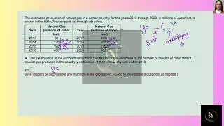 [Math] The estimated production of natural gas in a certain country for the years 2013 through