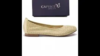 Caprice 9-22103-22 604 Yellow Waxy Na, женские перфорированые  балетки лимонного цвета