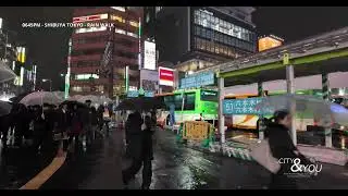 City Lights Rain Walk 645PM -  Tokyo - Real Visuals & Sounds - Meditation Healing Focus Study Sleep