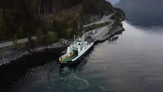 Drone Over Norwegian Fjords: The Ferry Between Eidsdal & Linge