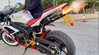 R1 two brothers exhaust popping flames 🔥 🔥🔥