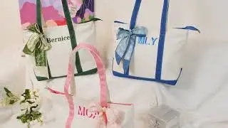 Custom Canvas Tote Bag with a ribbon