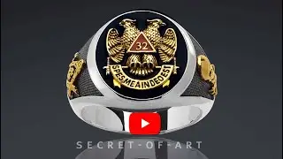 Masonic Ring Freemason Scottish Rite AASR 32nd Mason 925 Silver 24K-Gold-plated