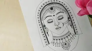 How to draw a Beautiful Traditional Bride Very Easy/Bride Drawing/Girl Drawing