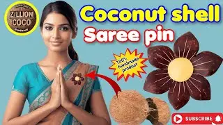 Handmade Saree Pin from Coconut Shell | Unique Eco-Friendly Jewelry 🥥🌸