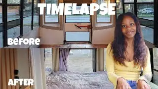 Girl Converts School Bus into Tiny Home | Full Build TIMELAPSE