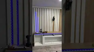 Custom entertainment center with LED lights