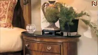 Bob Mackie Home Classics Oval Night Stand W/Black Granite Top 581-422R by American Drew