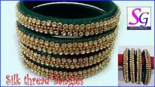 how to make silk thread bangles with stones / designer bangles