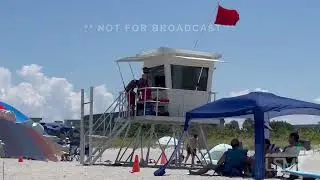 07-03-2023 Cocoa Beach, FL  - Crowded Beach, Red Flag For Rip Currents