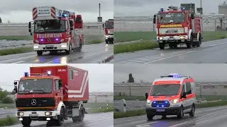 [Feuer in Schule] Einsatzfahrten Feuerwehr Darmstadt und Landkreis Darmstadt-Dieburg