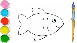 How to draw a Fish Step by Step | Drawing a Fish Drawing for kids beginners and toddlers baby poems
