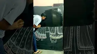 Beautiful girl drawing use chalk and black board ||😁🤔|| #drawingtutorial #shortsviral