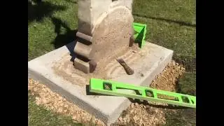 Resetting a marble headstone for FOX in St Mary's of Waseca
