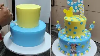Two Step Best Mickey Mouse Theme Birthday Cakes for Kids | Two Tier Mickey Mouse Cake Design