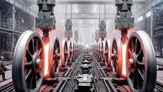 Casting Train Wheels In The Factory Pouring Tons of Molten Steel (Hot Process)