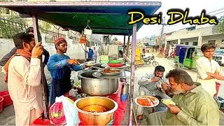 REAL CHEAP STREET FOOD BREAKFAST IN THE ROADSIDE | DESI DHABA - PAKISTANI CHEAPEST FOOD STREET