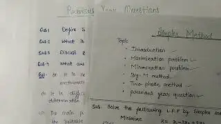Previous year question||Simplex method||
