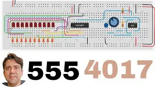 Sequenciador de saídas com 555 e 4017 - SimulIDE e Tinkercad