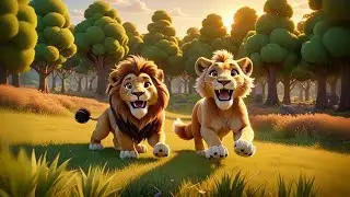 Four Laughing Lions Roar and Run | Jungle Animal Song for Kids | Nursery Rhymes and Baby Songs