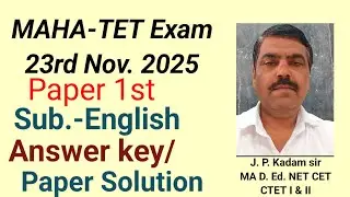 Maha tet 23 november 2025 paper 1 english answerkey/maha tet 2025 paper 1 english paper solution/tet