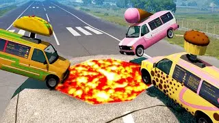 Food Trucks Crossing vs Volcano 😱 BeamNG.Drive | Crazy Driven