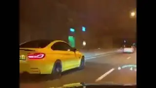 BMW M4 Speed Yellow in a tunnel - M-sound.