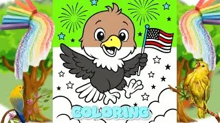 USA Flag Coloring for Kids | Bald Eagle Coloring Page | Fun 4th of July Art for Kids