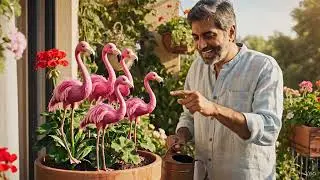 Flowers Turn into Flamingos 🤔 #MagicTransformation #FlamingoFlowers #10SecondShorts #SurrealVideo